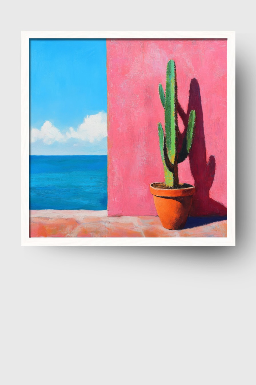 Malerei Poster Kaktus grün rosa