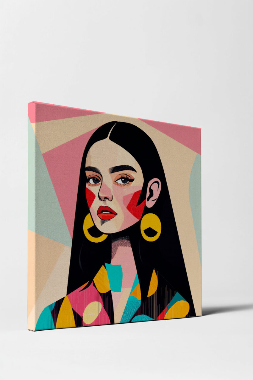 Illustration Poster Frau Rote Wangen Bunt