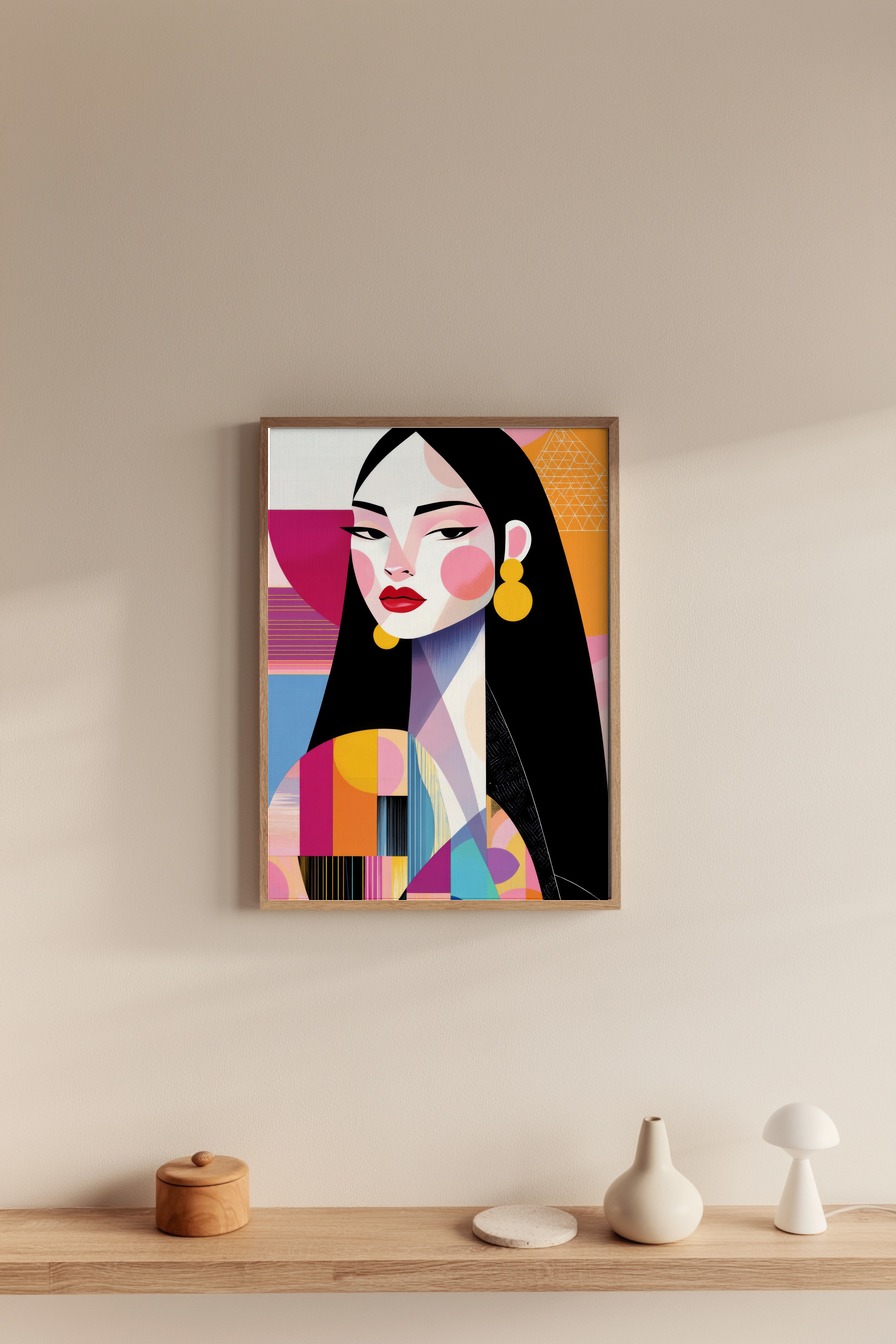 Grafik Poster Frau rot schwarz gelb