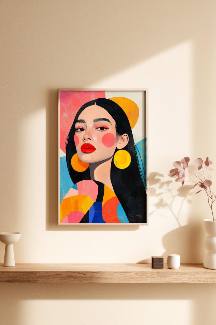 Illustration Poster Frau bunt modern Porträt