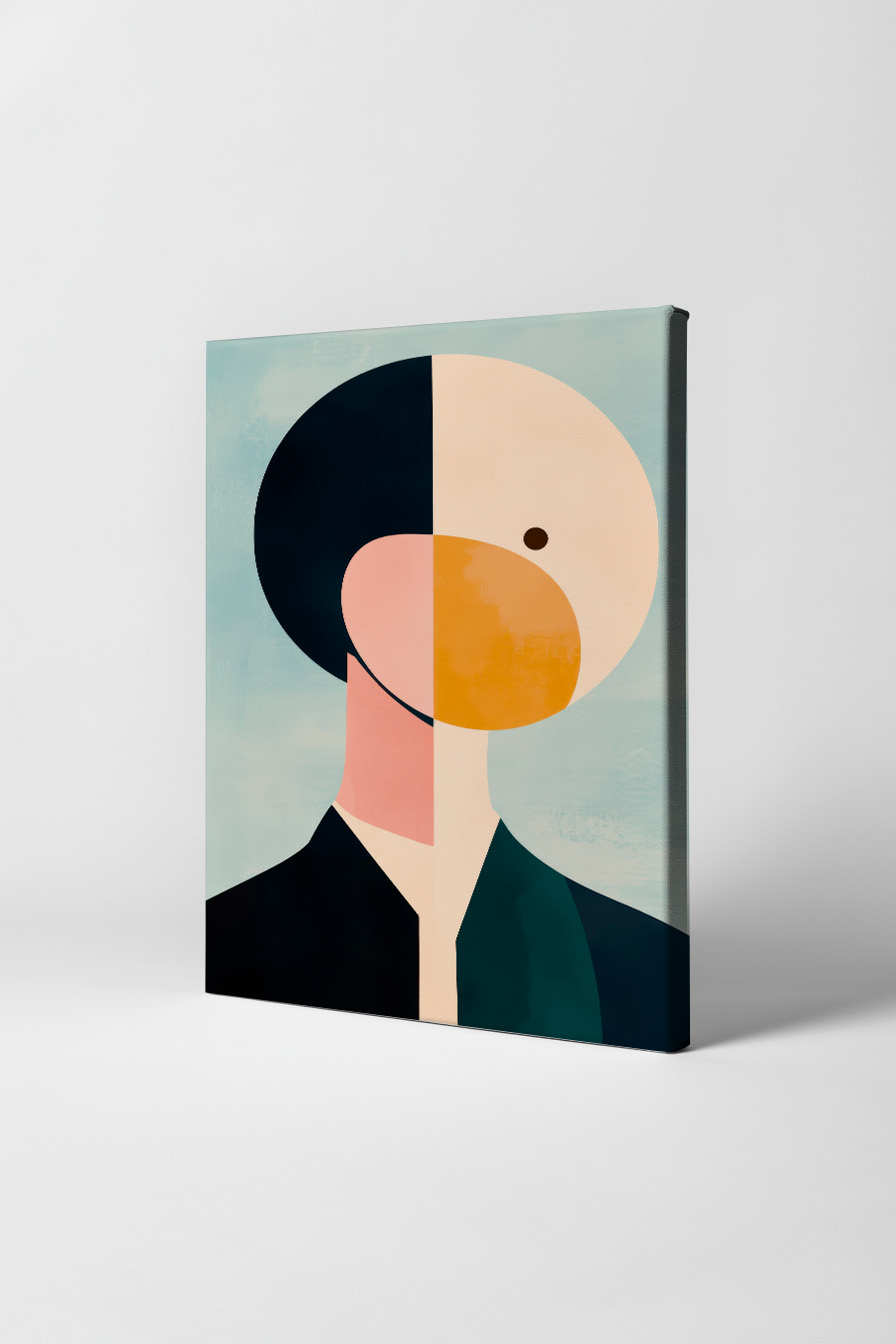 Illustration Poster abstraktes Gesicht Kopf halbiert geometrisch minimalistisch