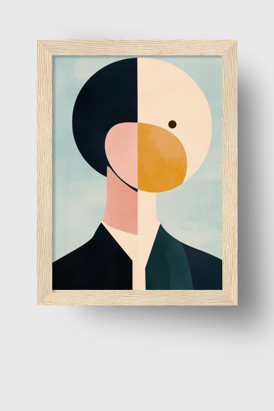 Illustration Poster abstraktes Gesicht Kopf halbiert geometrisch minimalistisch