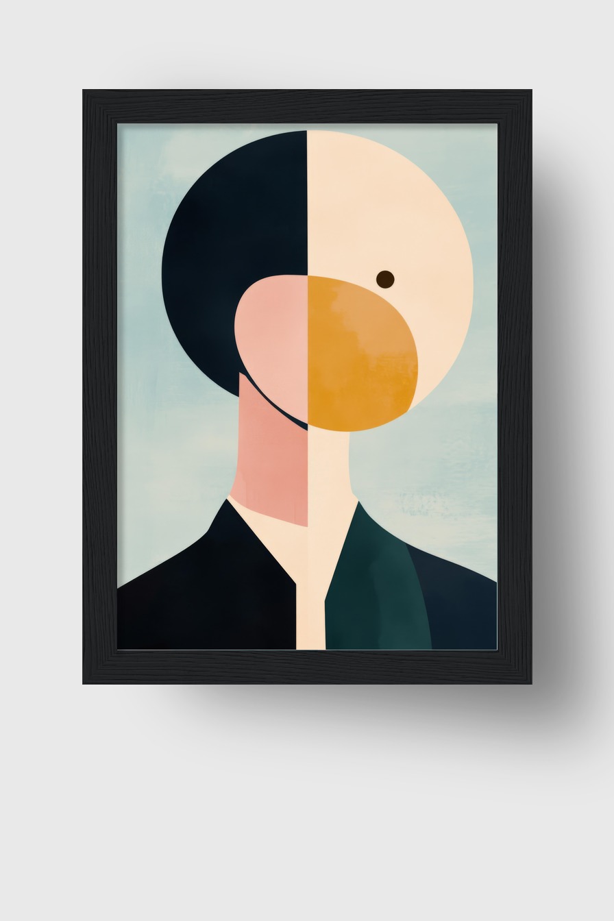Illustration Poster abstraktes Gesicht Kopf halbiert geometrisch minimalistisch