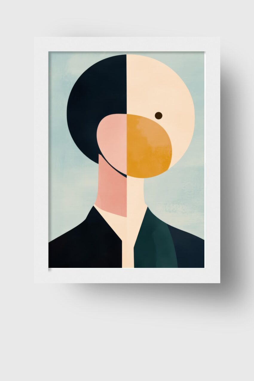 Illustration Poster abstraktes Gesicht Kopf halbiert geometrisch minimalistisch