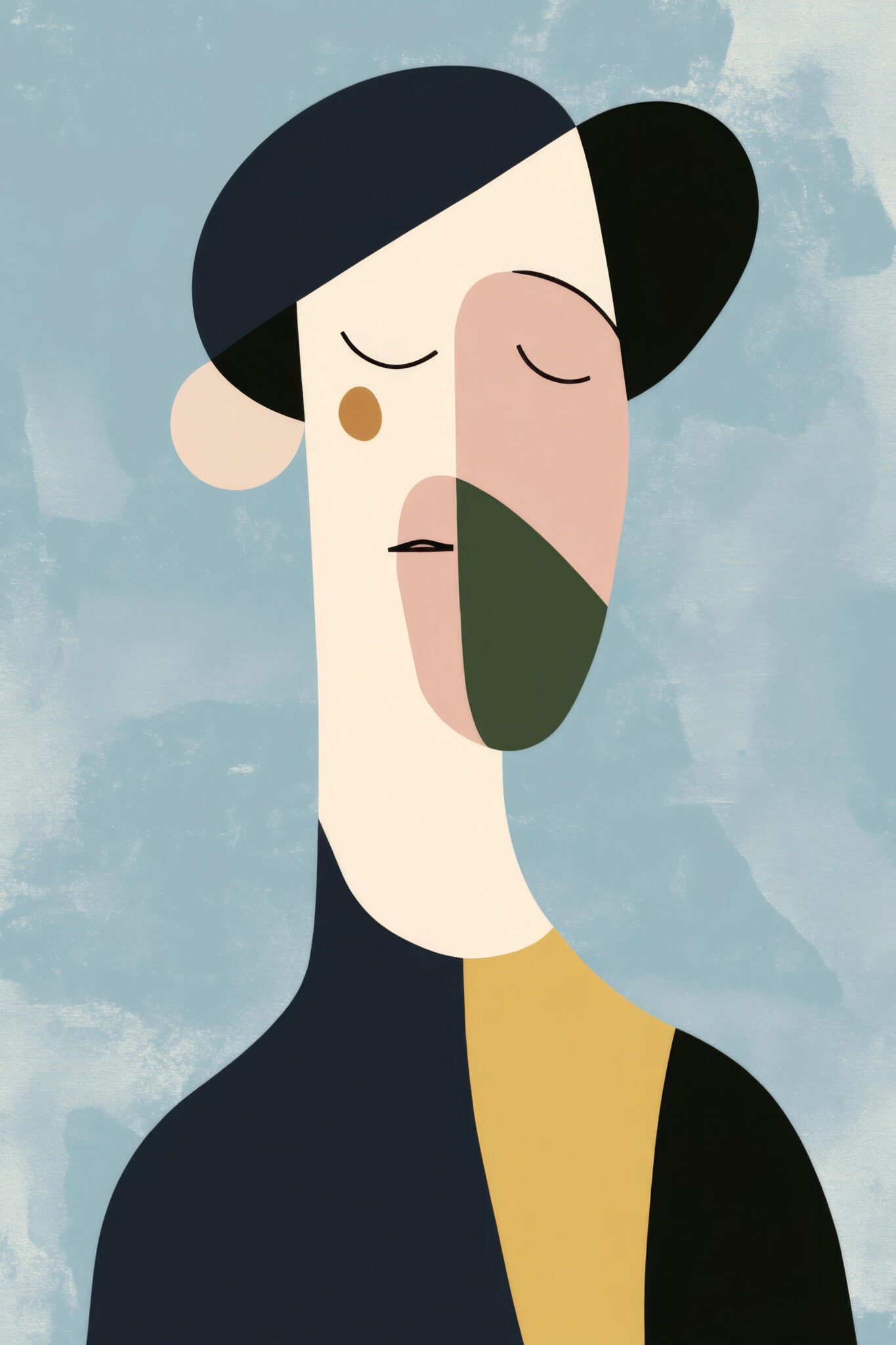 Illustration Poster Frau minimalistisch abstrakt farbflächen