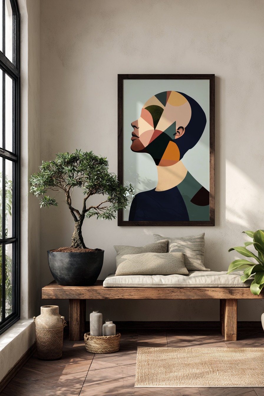 Digitale Kunst Poster Frau farbflächen abstrakt bunt