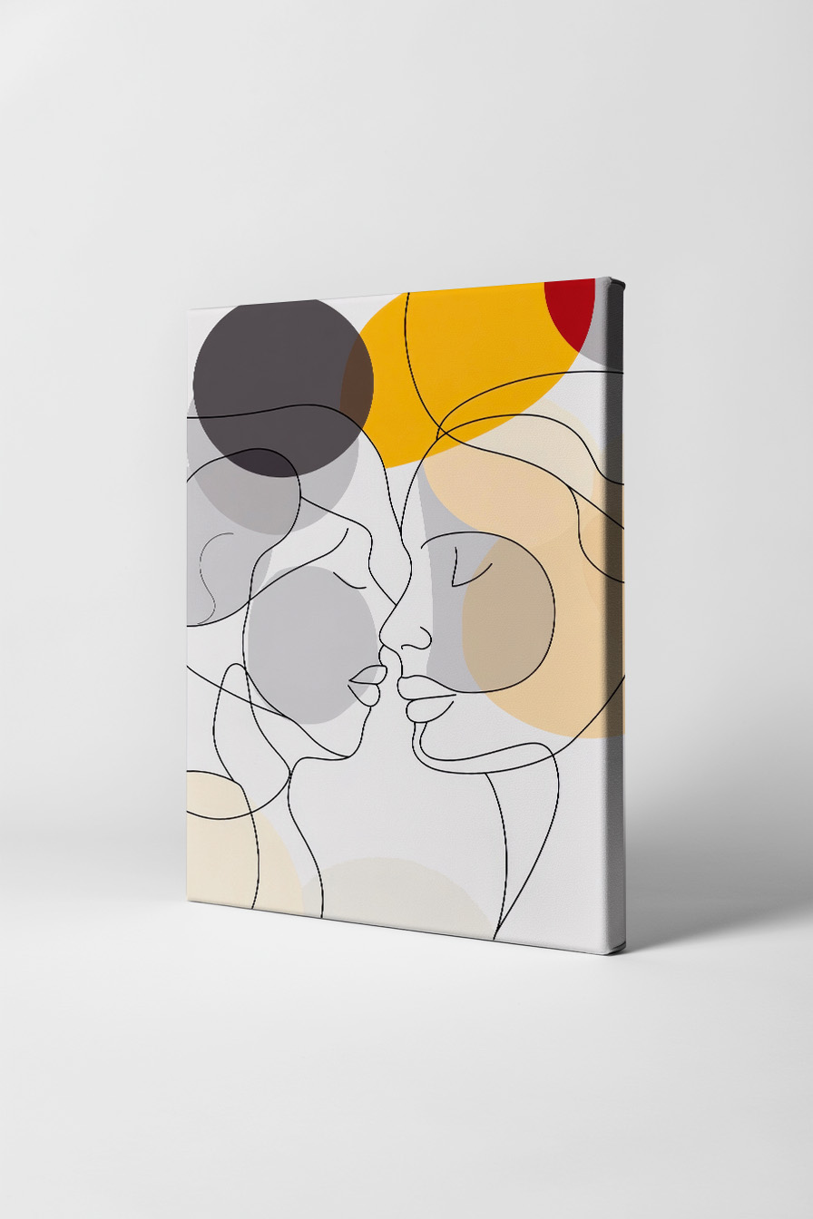 Illustration Poster Paar Silhouette Linien minimalistisch farbig