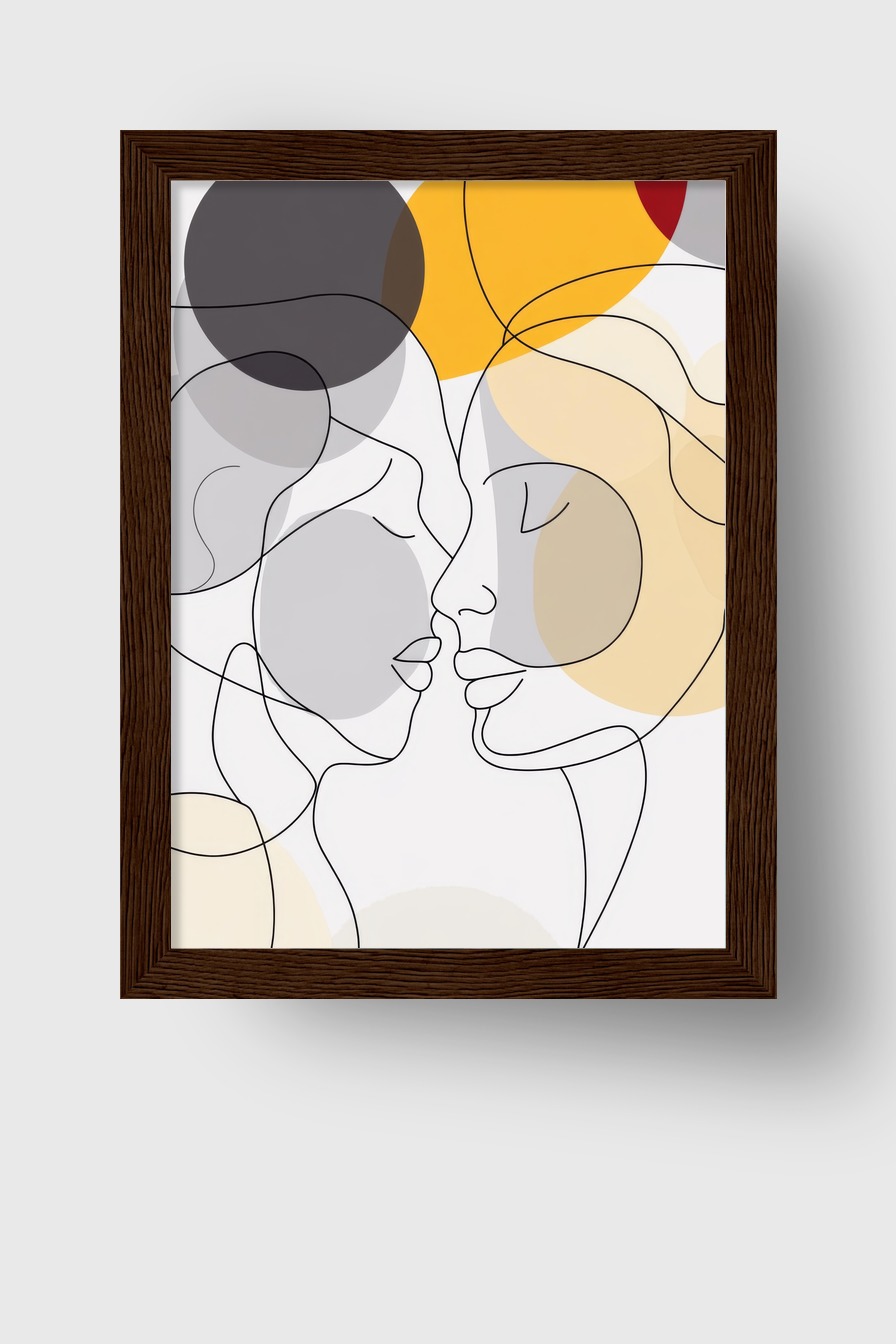 Illustration Poster Paar Silhouette Linien minimalistisch farbig