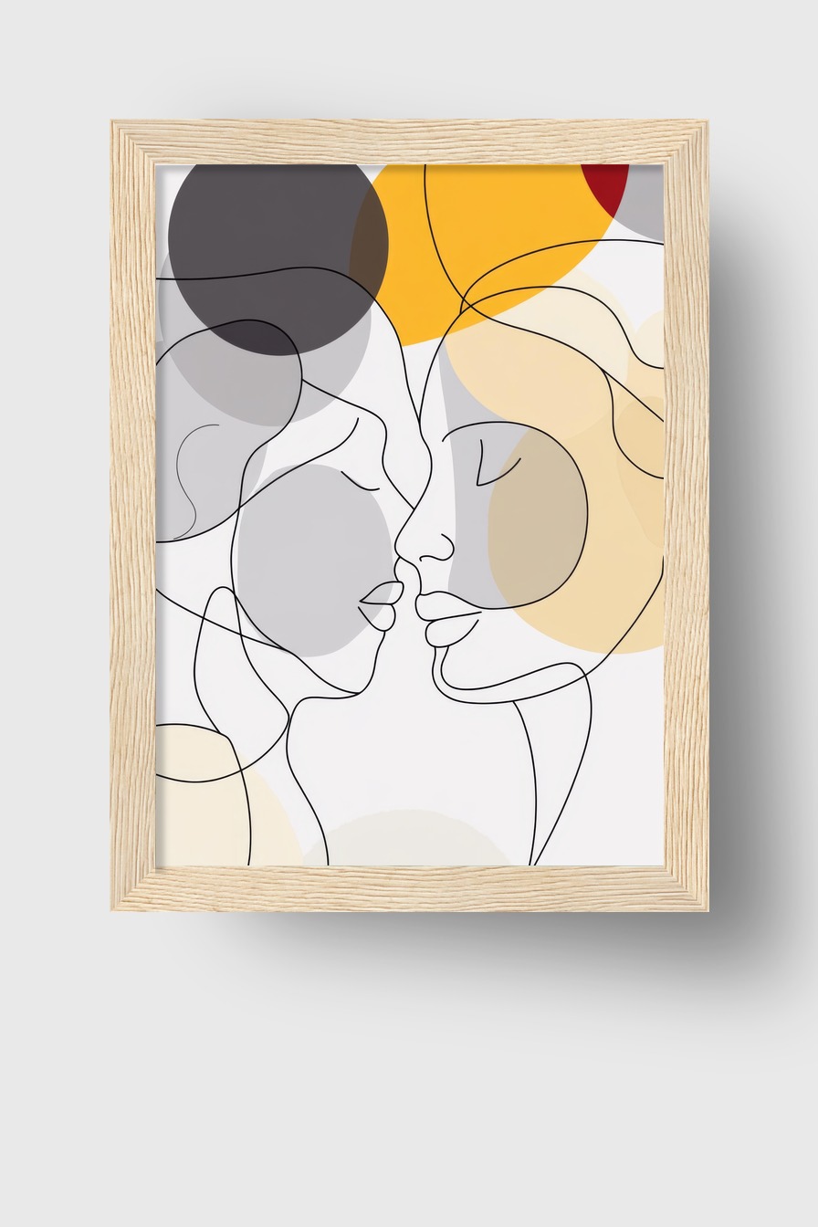Illustration Poster Paar Silhouette Linien minimalistisch farbig