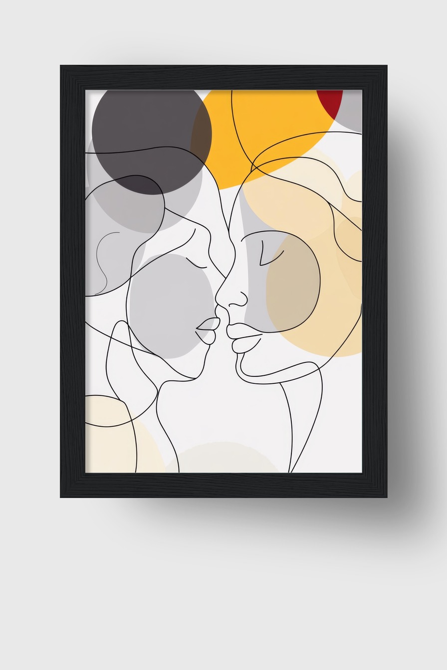 Illustration Poster Paar Silhouette Linien minimalistisch farbig