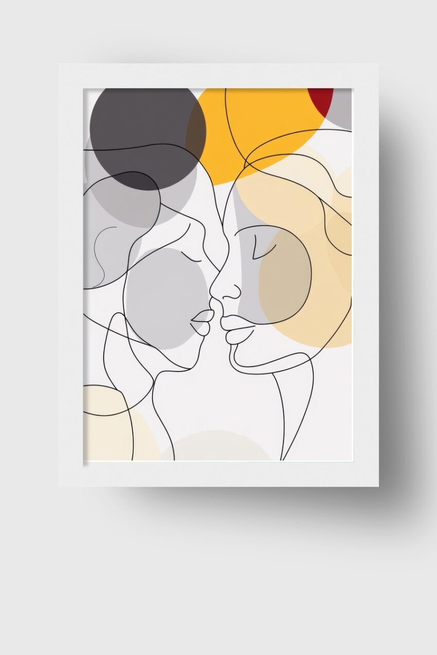 Illustration Poster Paar Silhouette Linien minimalistisch farbig