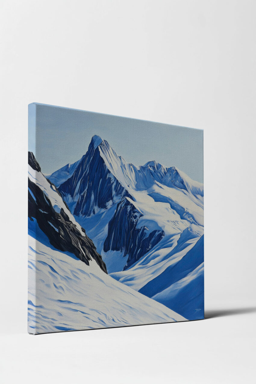 Malerei Poster Bergspitze verschneit blau weiß