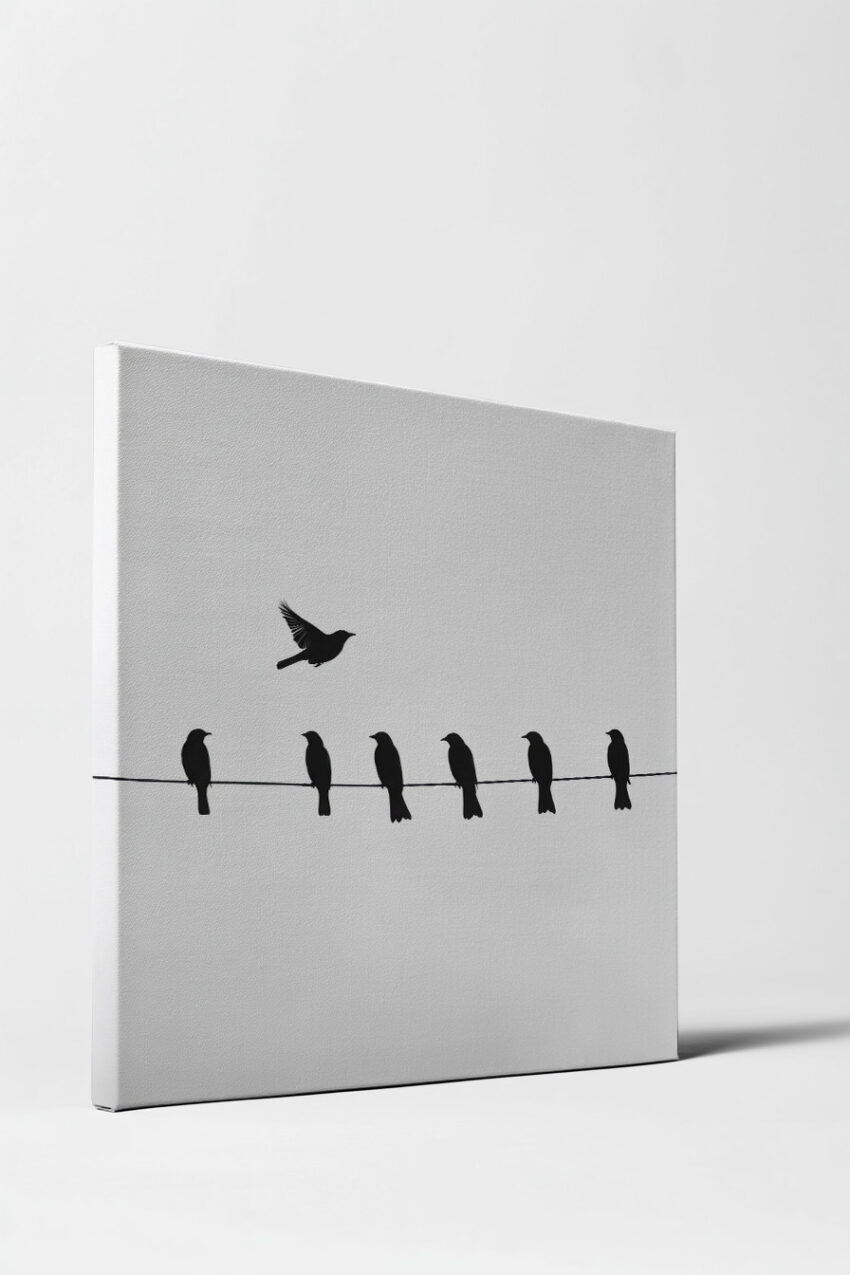 Fotografie Poster Vogel Flügelschlag Schwarz Weiß minimalistisch