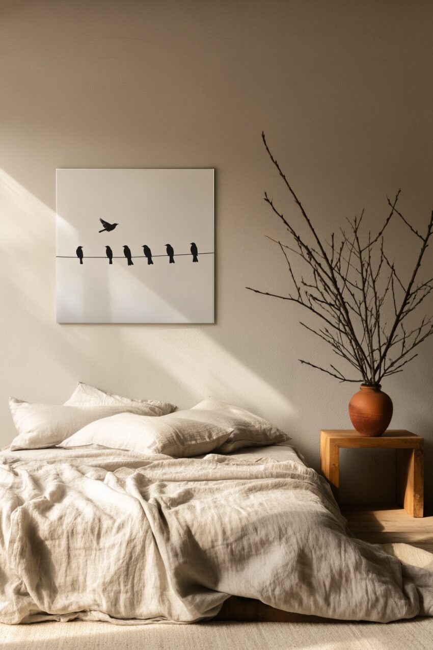 Fotografie Poster Vogel Flügelschlag Schwarz Weiß minimalistisch