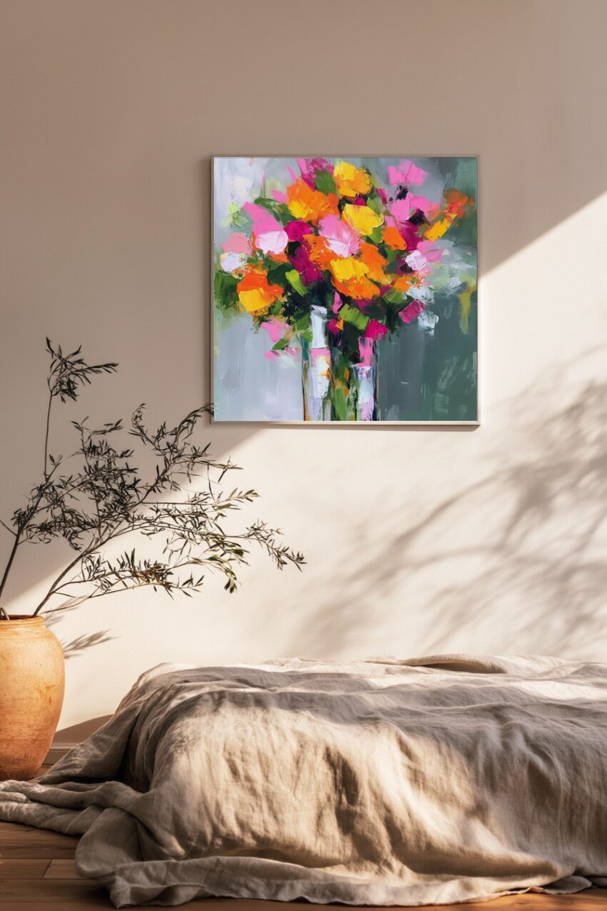 Malerei Poster Blumenstrauß bunt grob expressiv