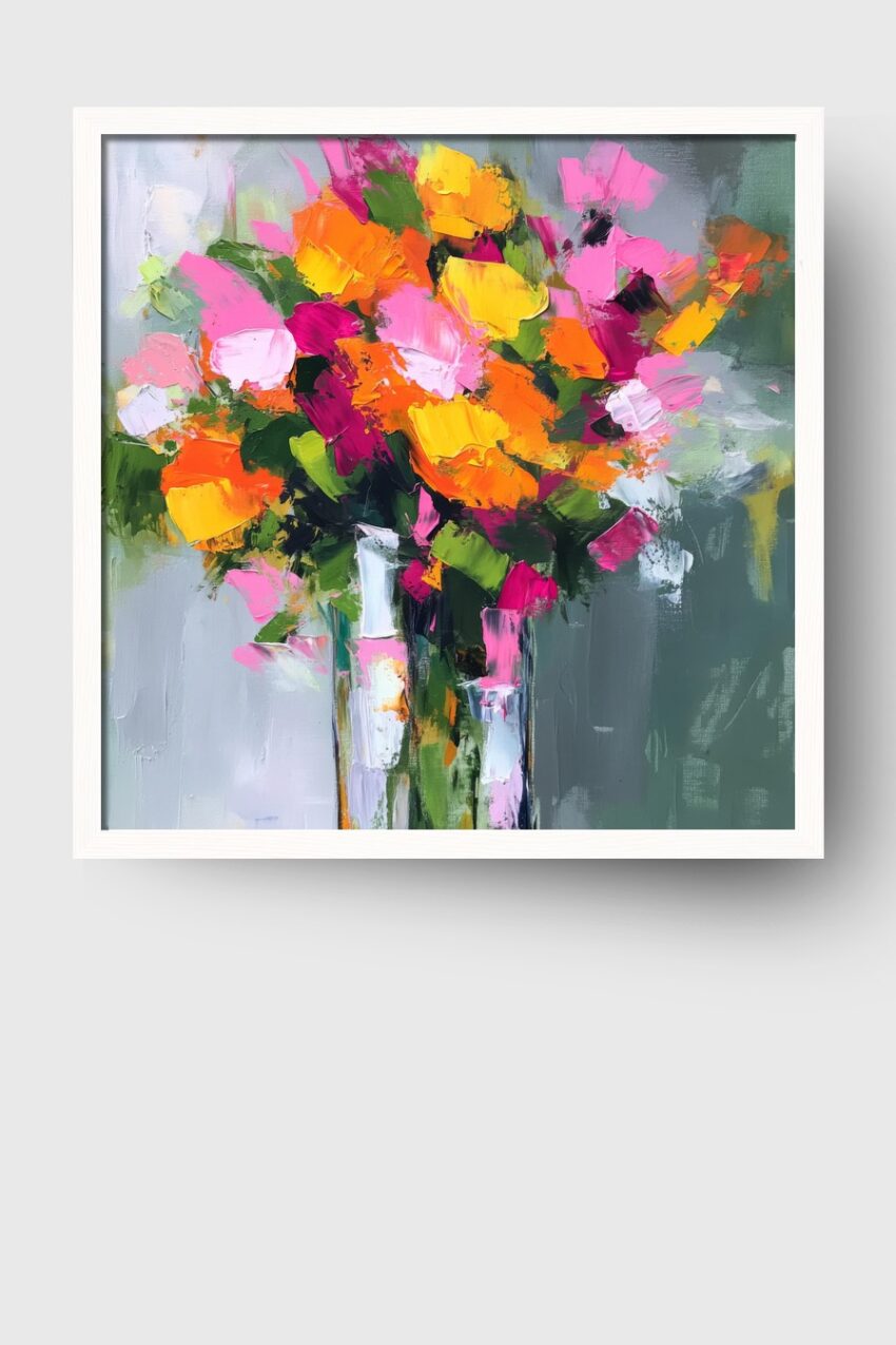 Malerei Poster Blumenstrauß bunt grob expressiv