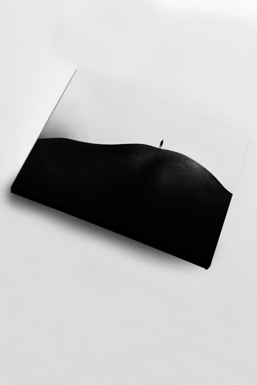 Fotografie Poster Mensch am Hang Silhouette schwarz-weiß minimal