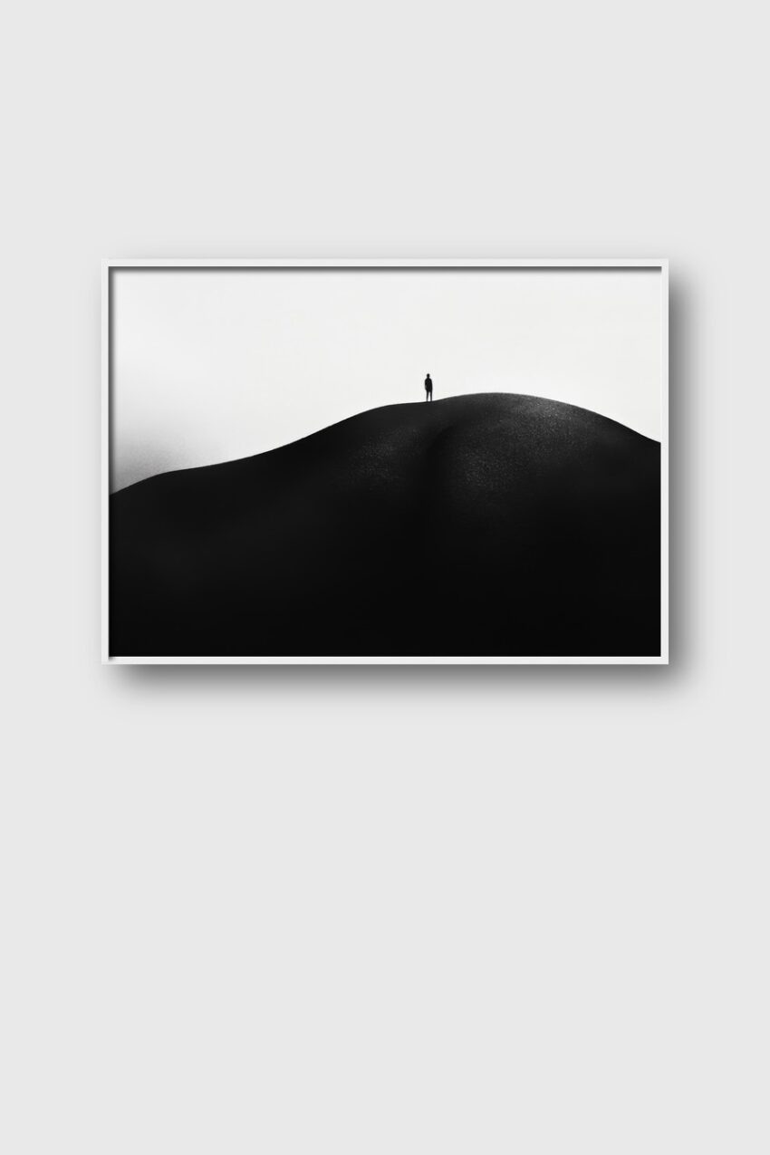Fotografie Poster Mensch am Hang Silhouette schwarz-weiß minimal
