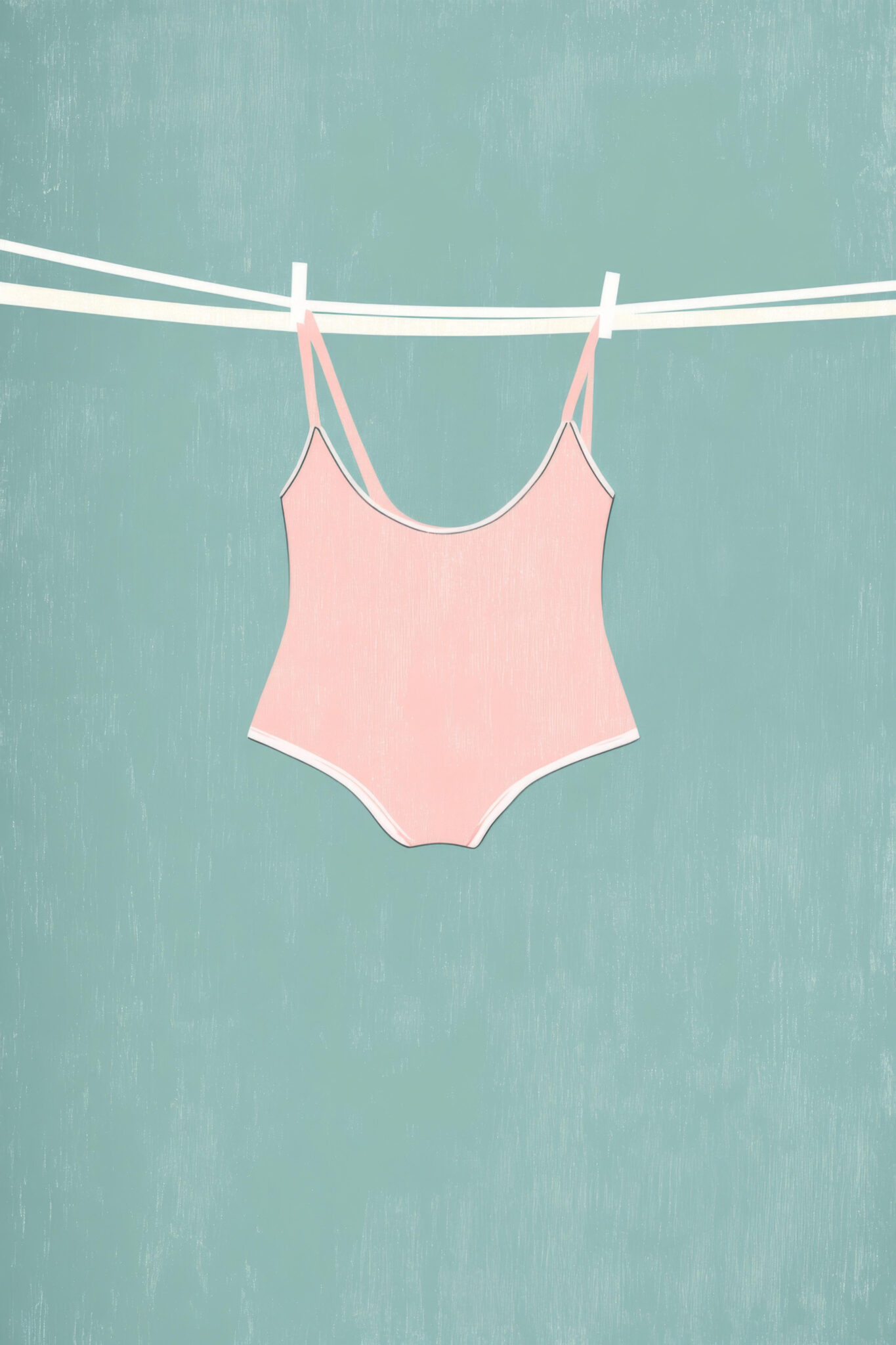 Illustration Poster Badeanzug Wäscheleine minimalistisch rosa