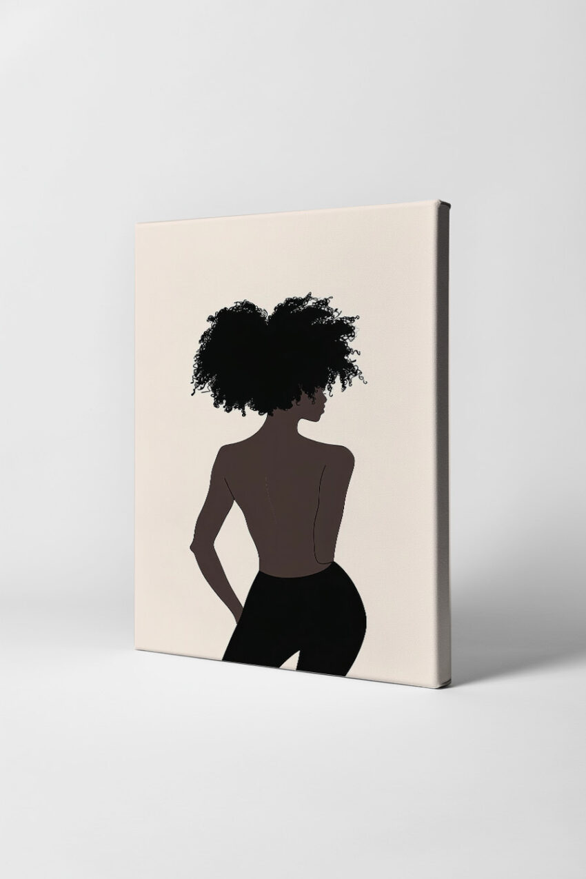 Illustration Poster Frau Seitenprofil Rückenakt minimalistisch schwarz
