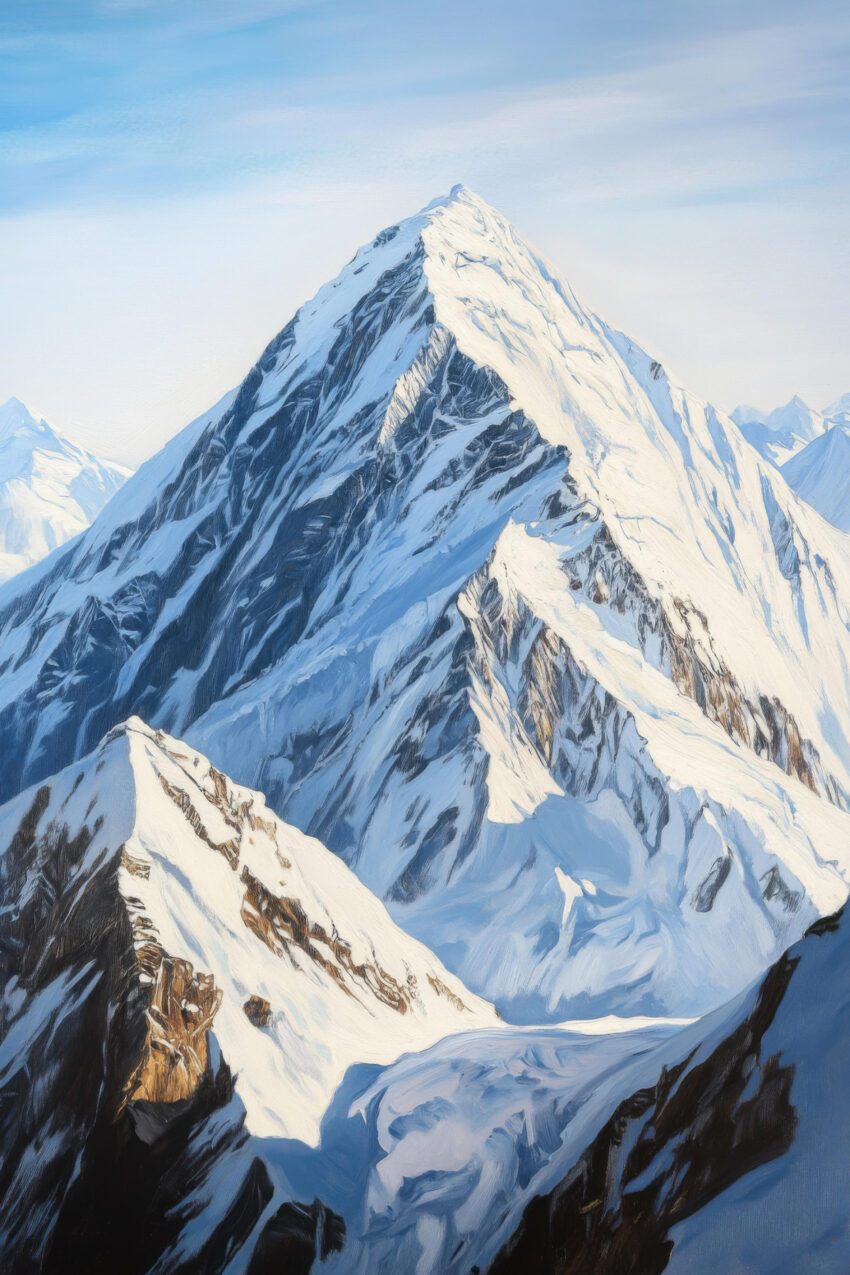 Malerei Poster Bergspitze eisig weiß blau