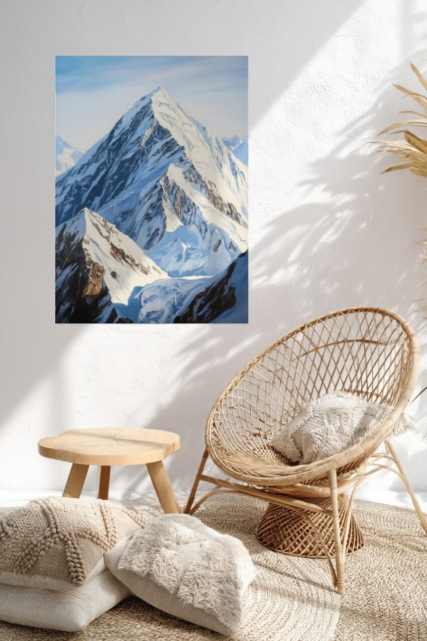 Malerei Poster Bergspitze eisig weiß blau