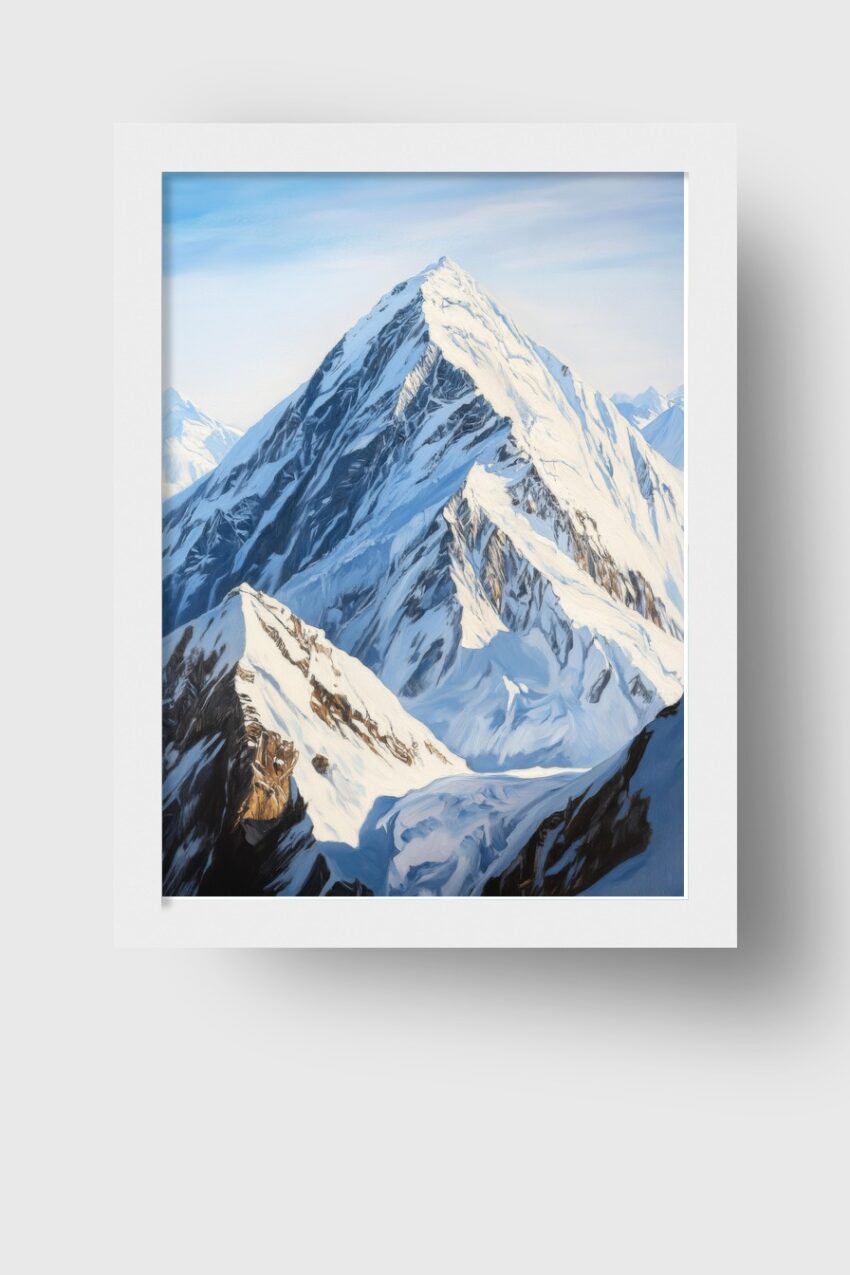 Malerei Poster Bergspitze eisig weiß blau