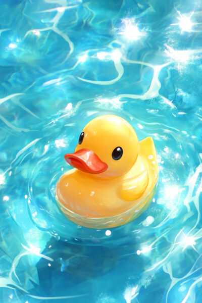 Quietscheente im Wasser Leinwandbild