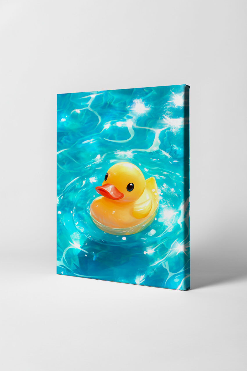 Digitale Kunst Poster Quietscheente Wasser blau gelb