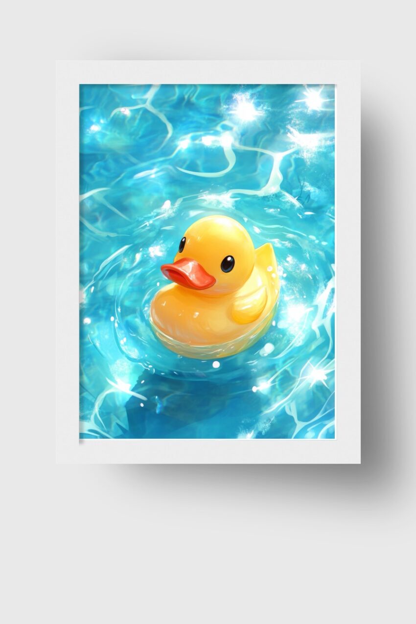 Digitale Kunst Poster Quietscheente Wasser blau gelb
