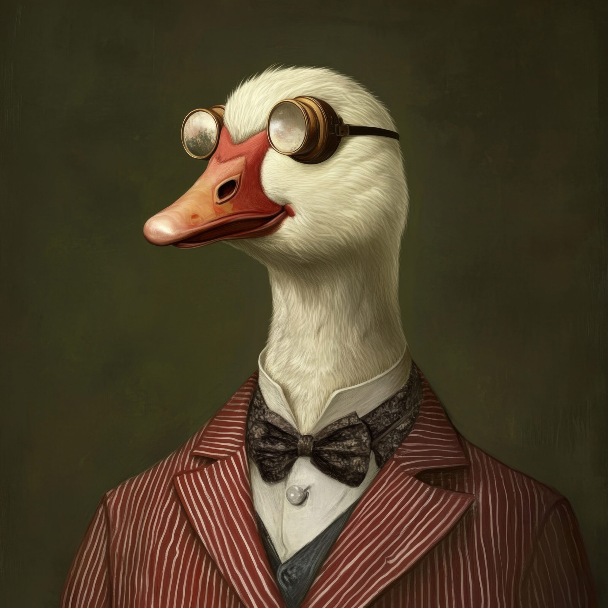Digitale Kunst Poster Gans Goggles Vintage Anzug weiß