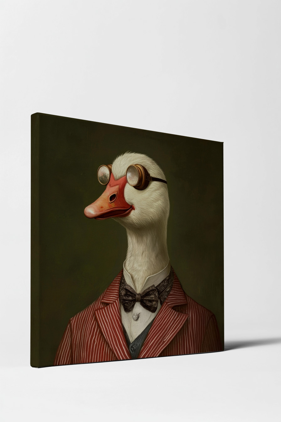 Digitale Kunst Poster Gans Goggles Vintage Anzug weiß