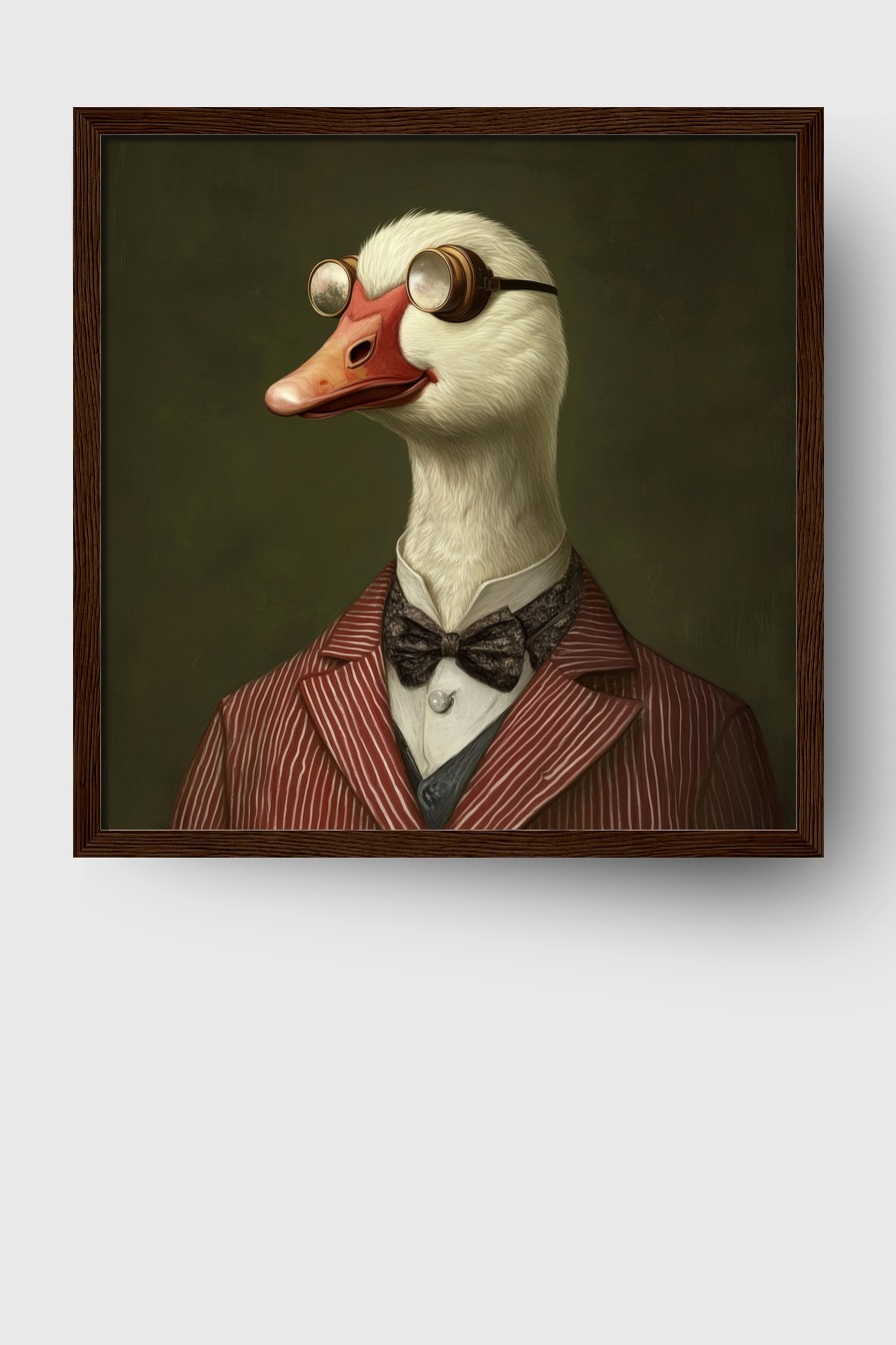 Digitale Kunst Poster Gans Goggles Vintage Anzug weiß