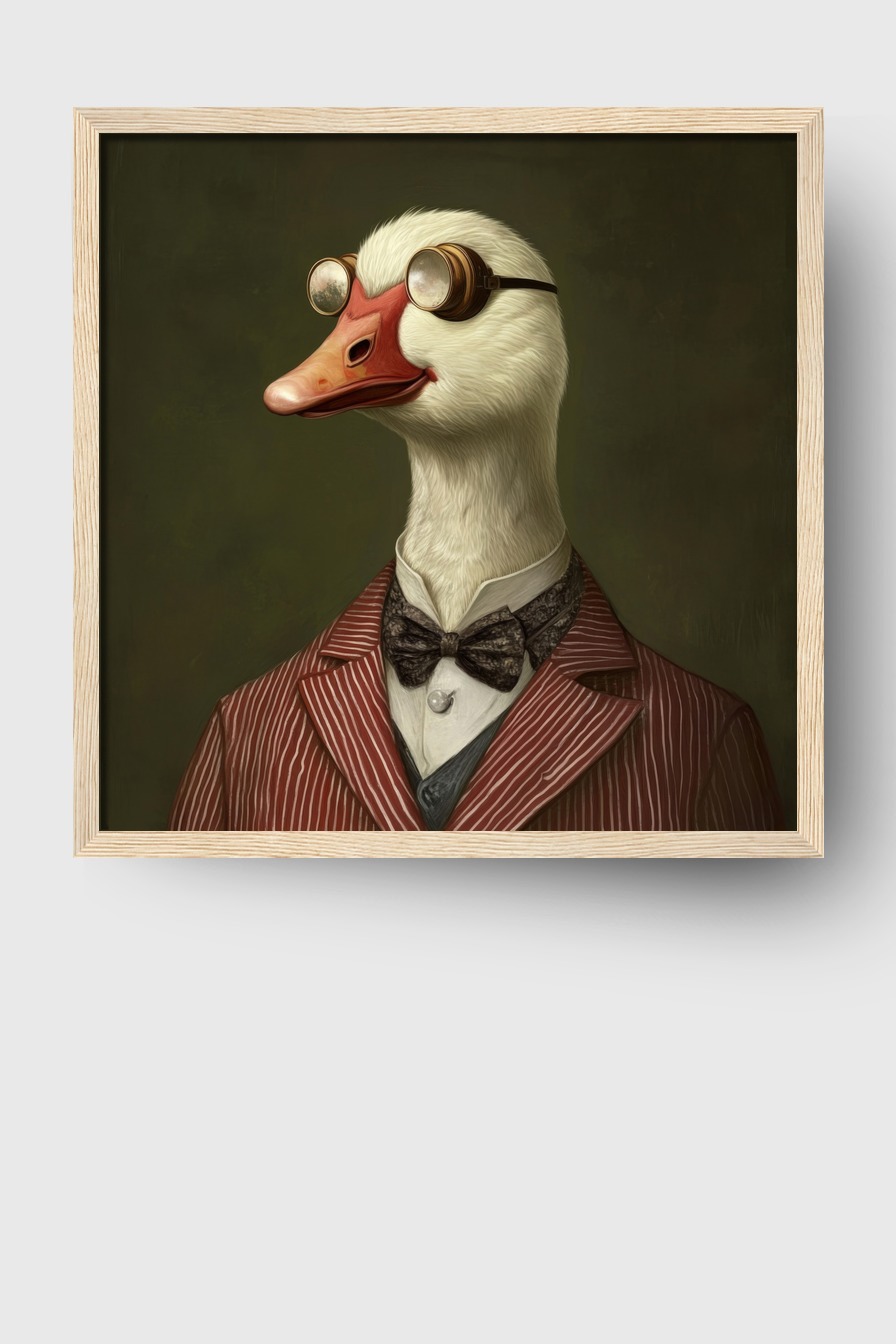 Digitale Kunst Poster Gans Goggles Vintage Anzug weiß