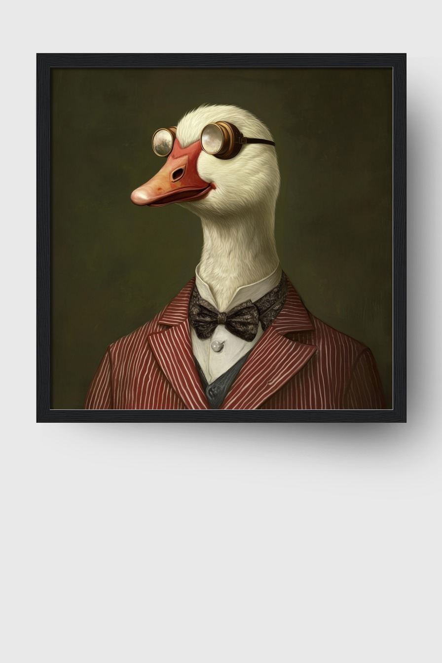 Digitale Kunst Poster Gans Goggles Vintage Anzug weiß
