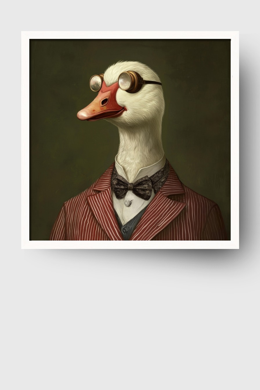 Digitale Kunst Poster Gans Goggles Vintage Anzug weiß