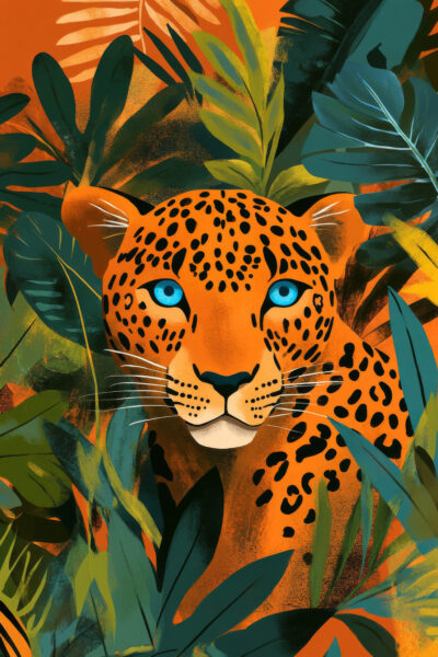 Leopard Blaues Auge Gerahmt
