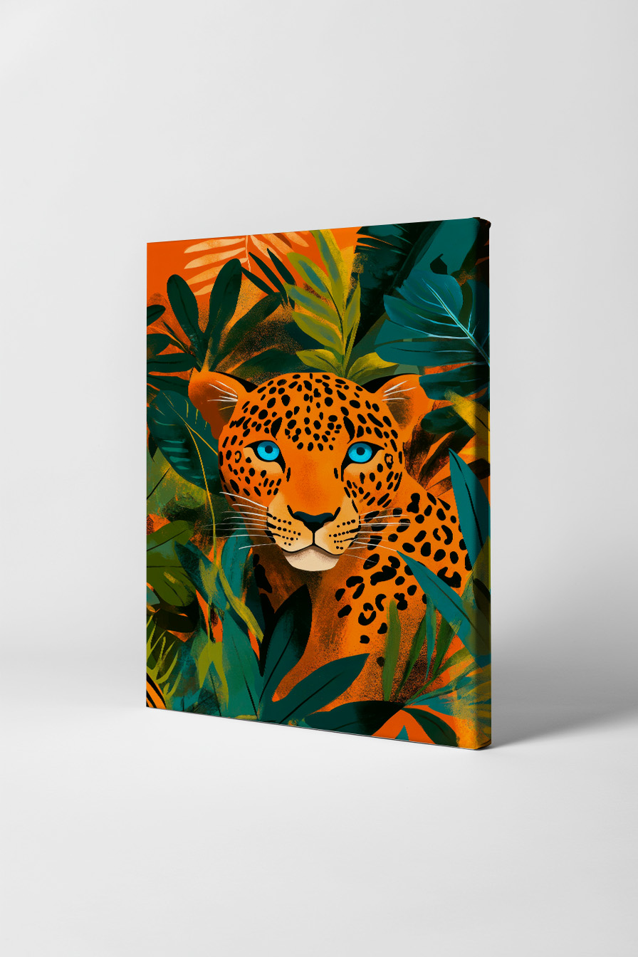 Digitale Kunst Poster Leopard blau Augen lebendig