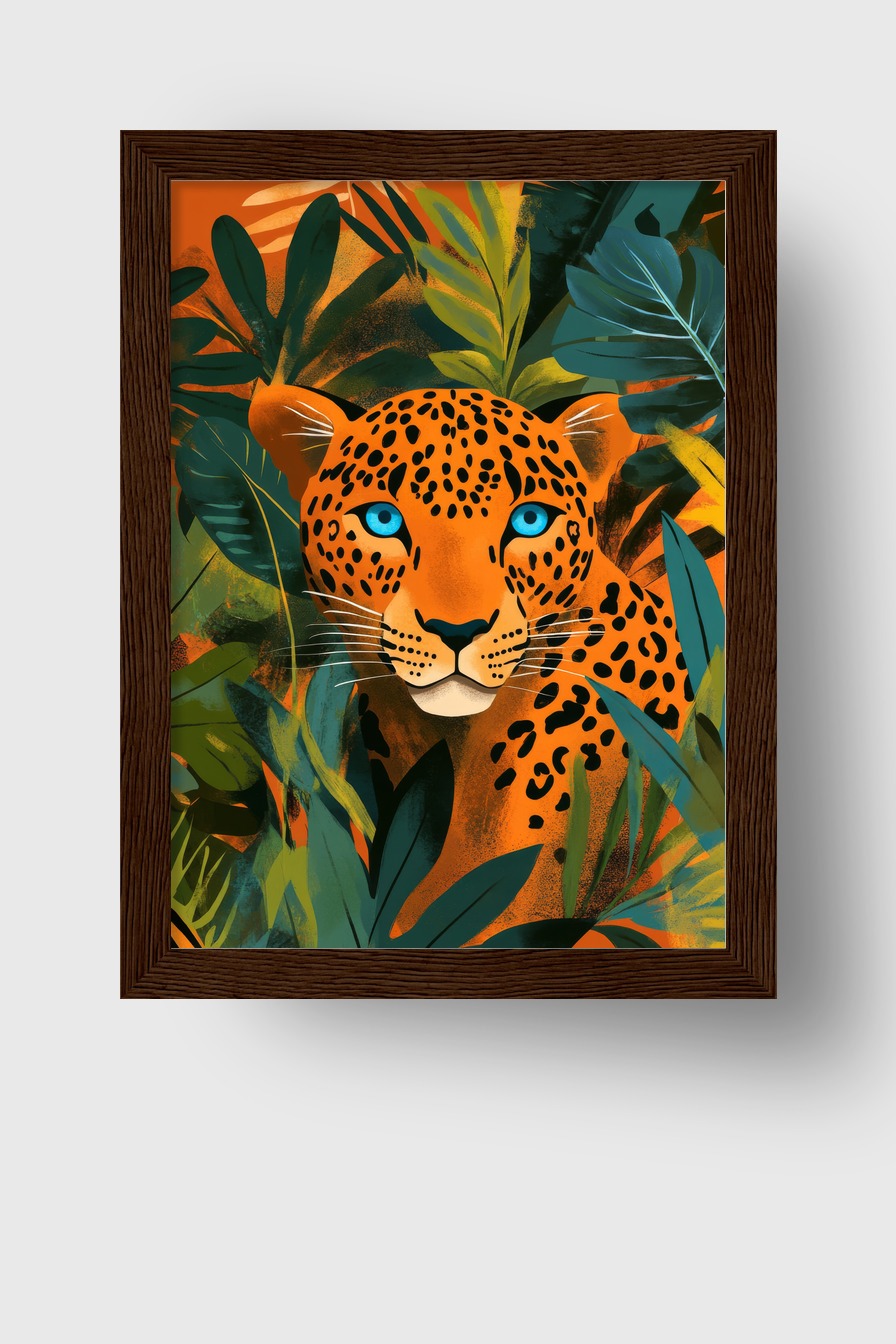 Digitale Kunst Poster Leopard blau Augen lebendig