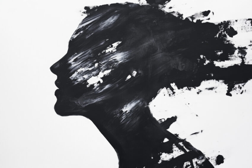 Illustration Poster Kopf Silhouette schwarzweiß minimal