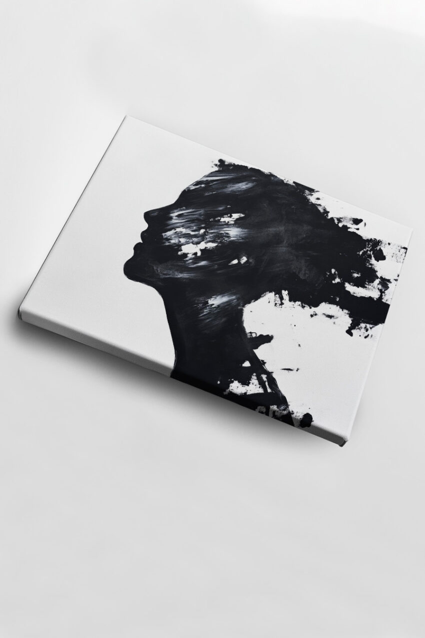 Illustration Poster Kopf Silhouette schwarzweiß minimal