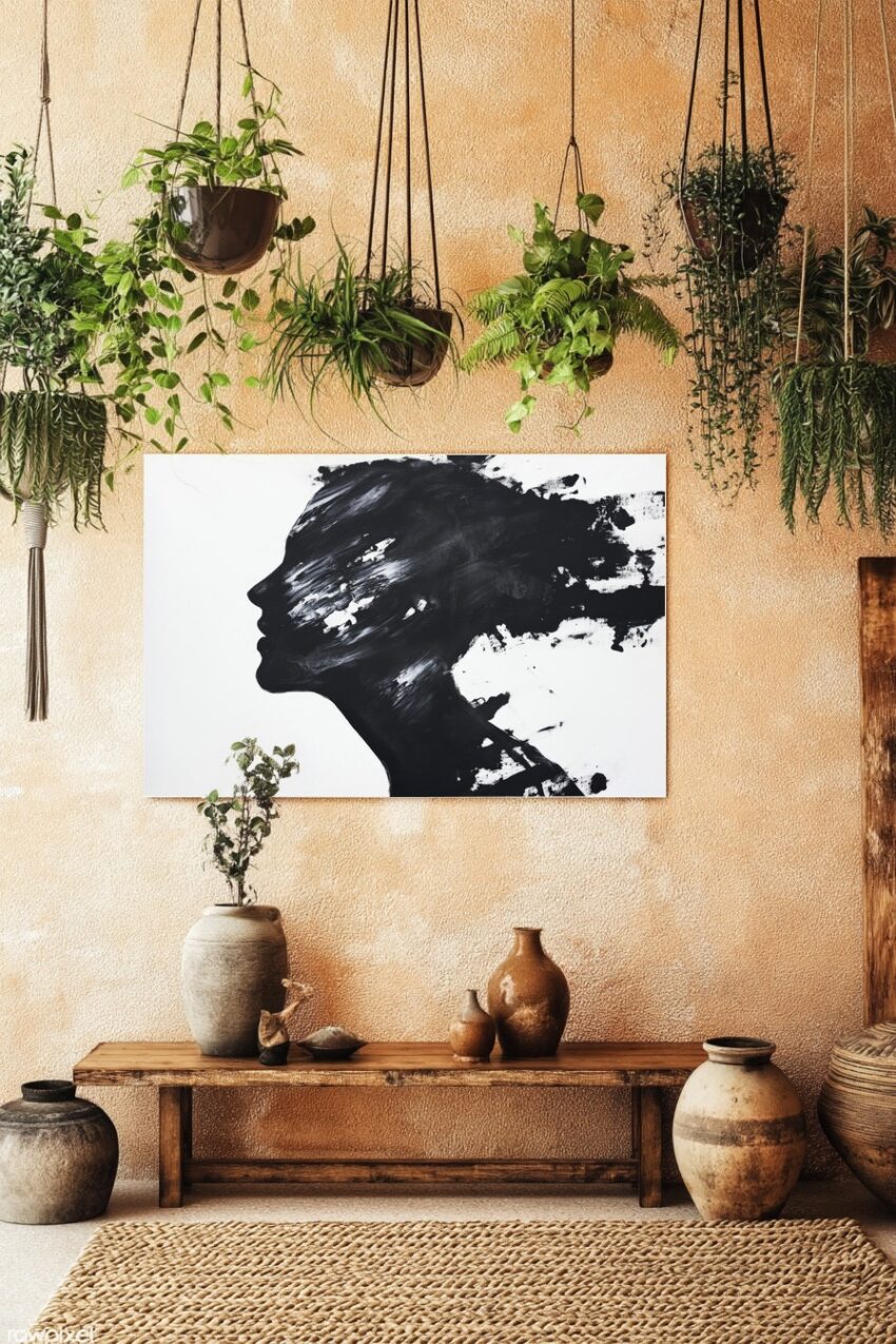 Illustration Poster Kopf Silhouette schwarzweiß minimal