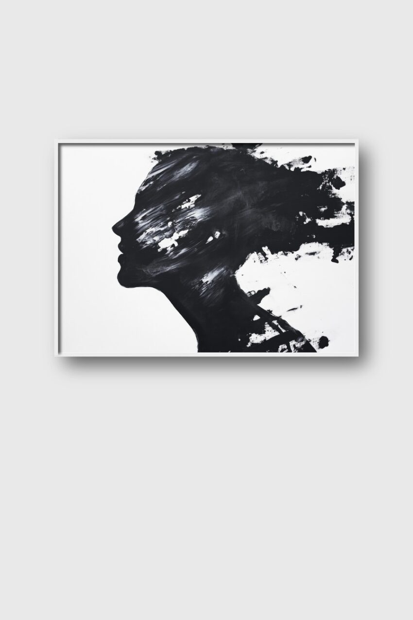 Illustration Poster Kopf Silhouette schwarzweiß minimal