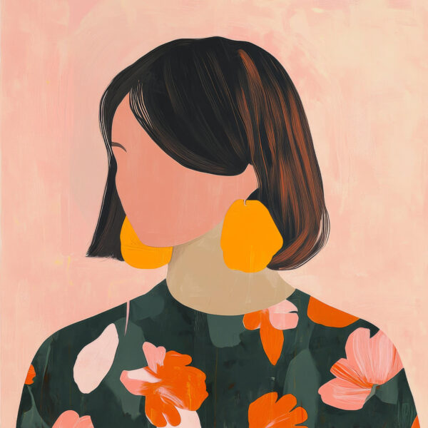 Frau mit Blumenmuster Gerahmt
