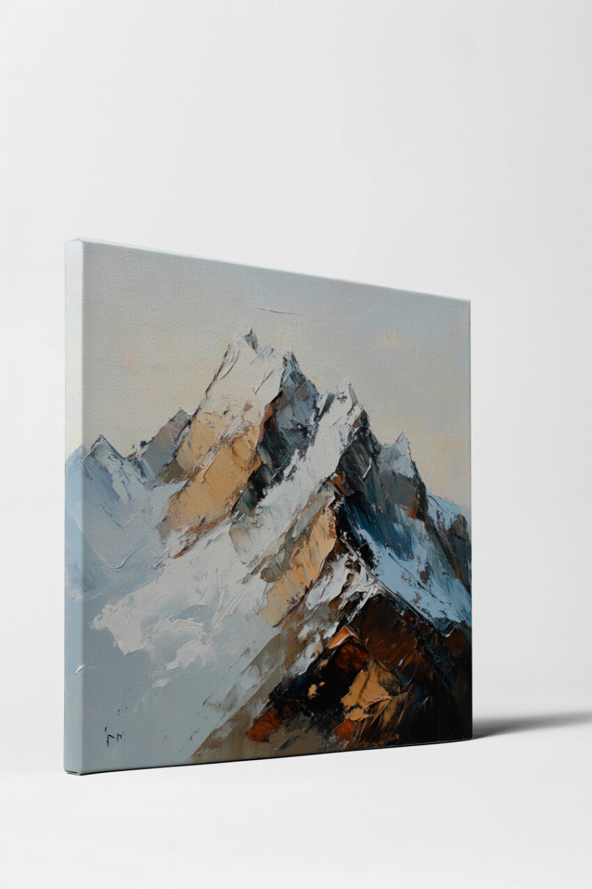 Malerei Poster Berg rauh plastisch erdtöne grau weiß