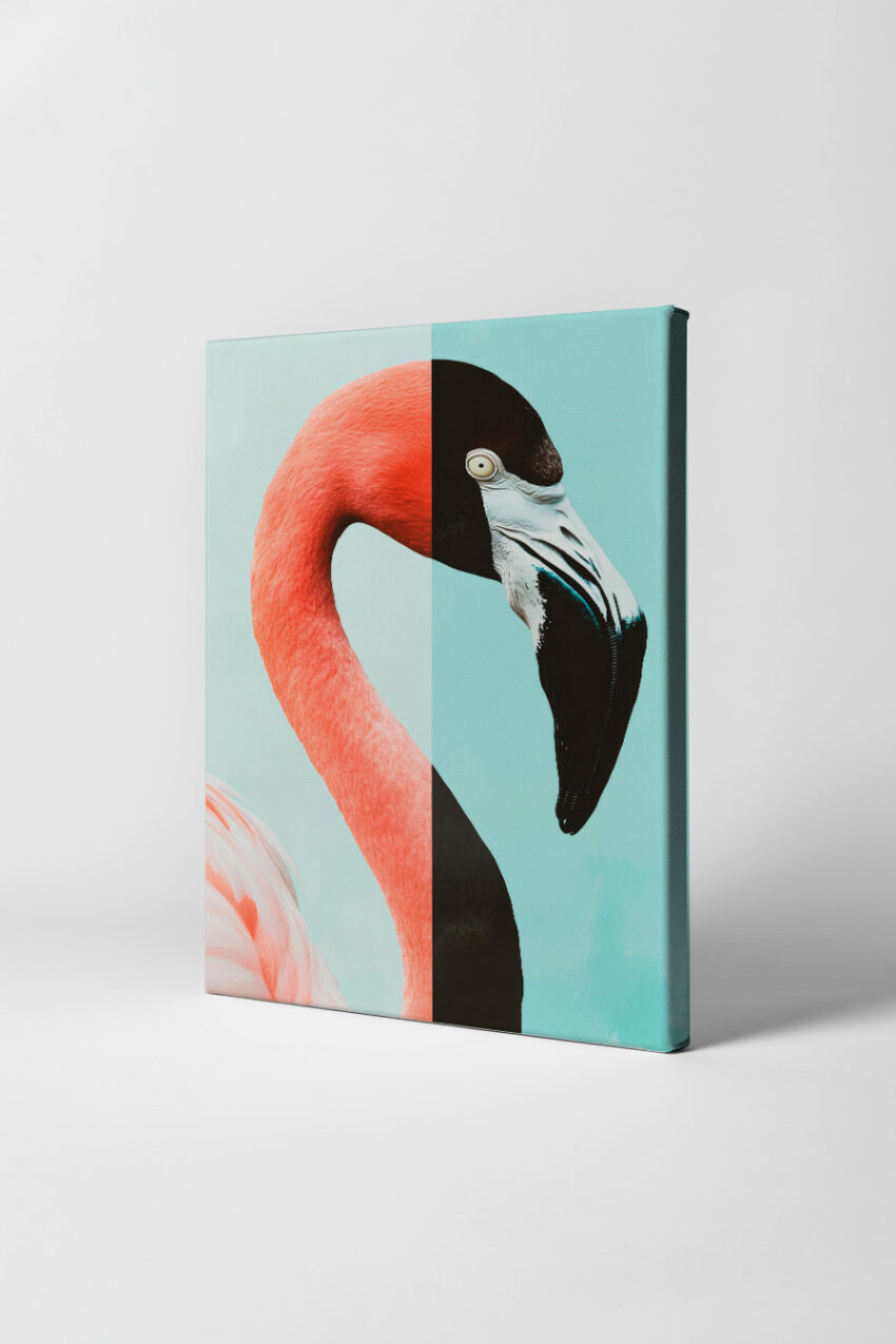 Fotografie Poster Flamingo Kopf kontrastreich orange schwarz-weiß