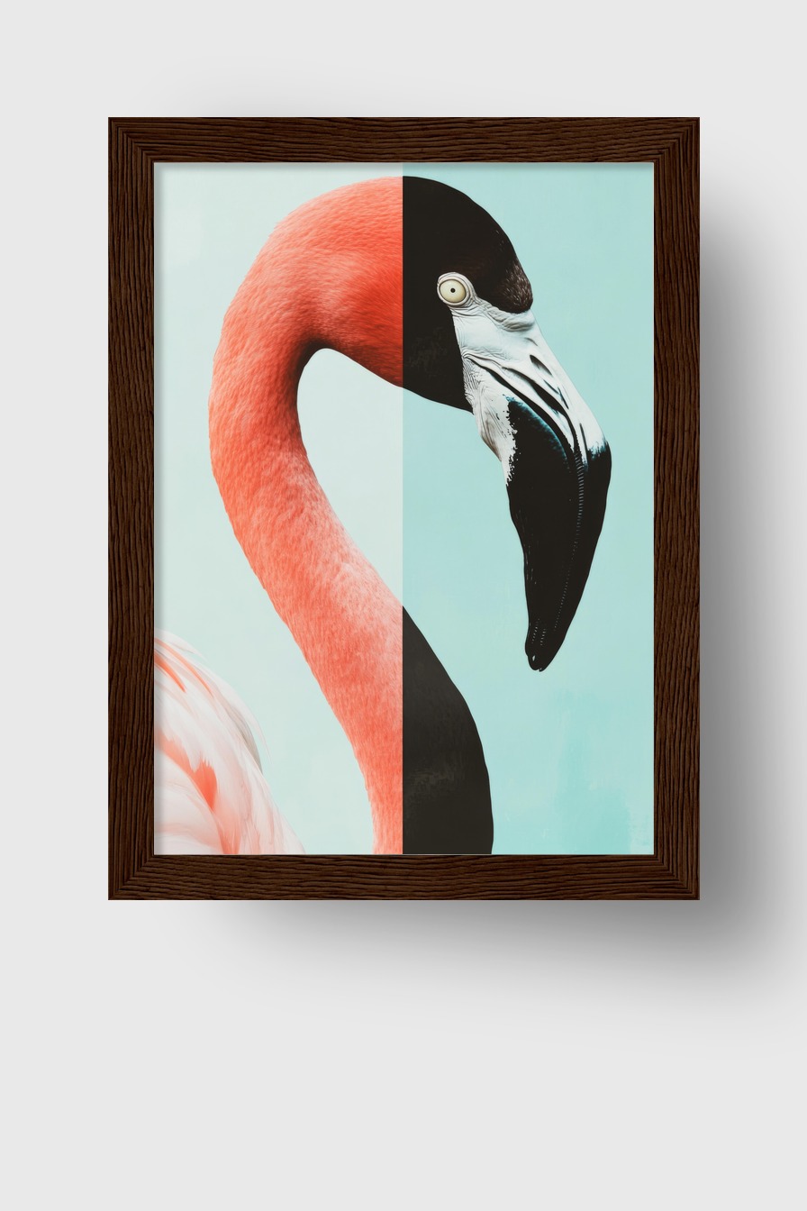 Fotografie Poster Flamingo Kopf kontrastreich orange schwarz-weiß
