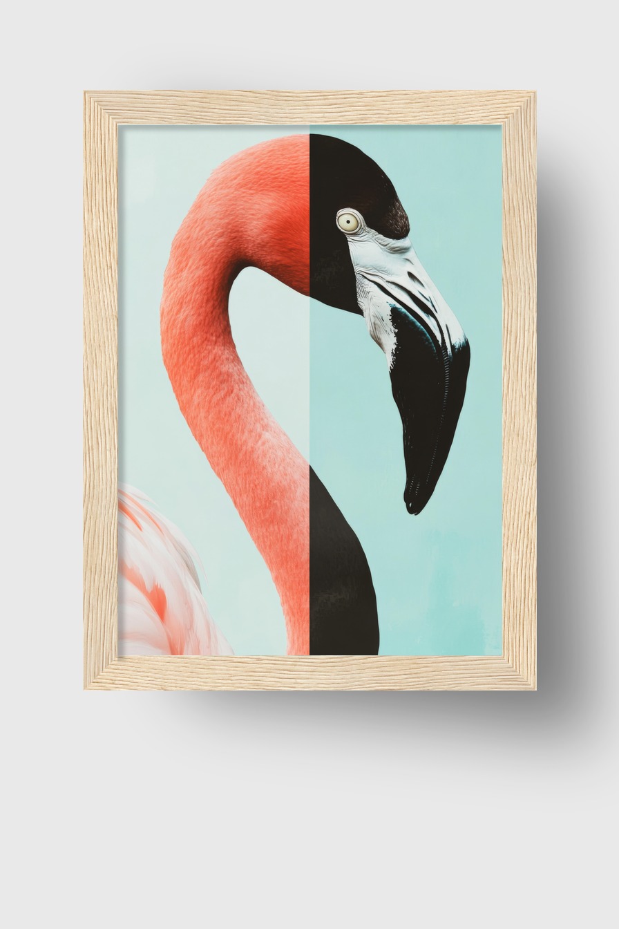 Fotografie Poster Flamingo Kopf kontrastreich orange schwarz-weiß