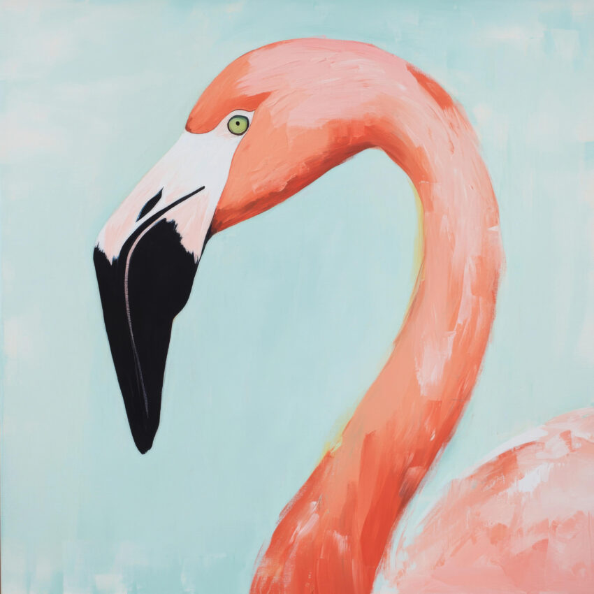 Malerei Poster Flamingo rosa schwarz klarer Blick