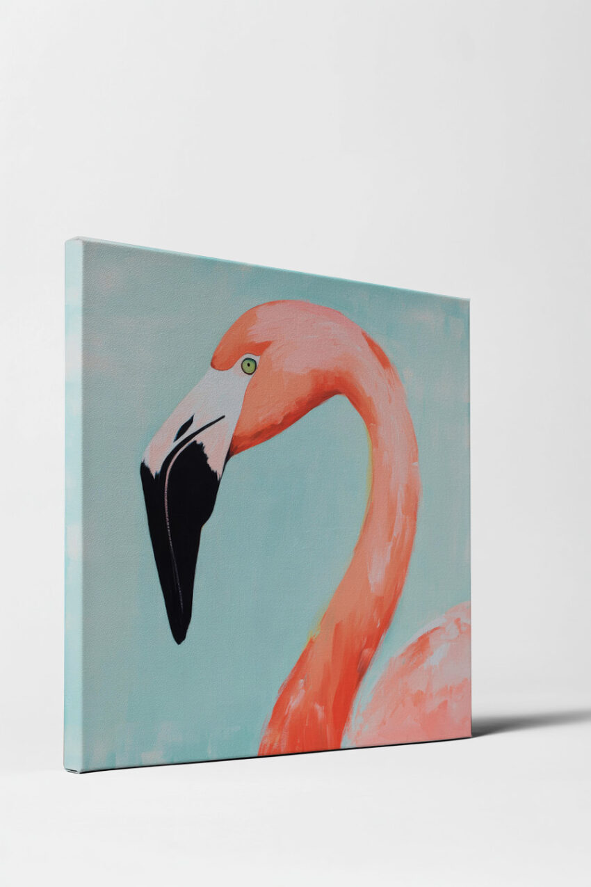 Malerei Poster Flamingo rosa schwarz klarer Blick